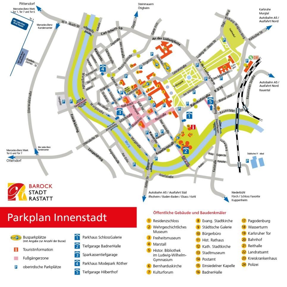 Parkplan: Stadt Rastatt Parkplan Rastatt als Skizze
