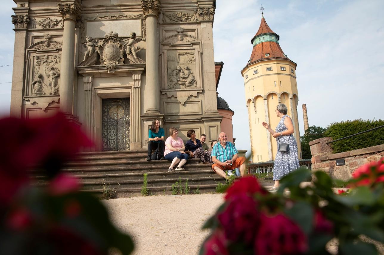 Rastatt bei einer geführten Tour neu entdecken. Foto: Ulrike Klumpp/Presseveröffentlichung honorarfrei Blick auf den Wasserturm in Rastatt