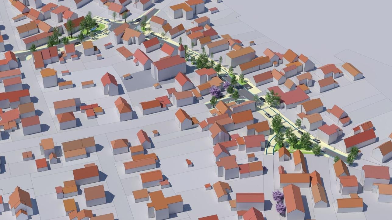 Die Hauptstraße in Rauental weist seit Jahren erhebliche Schäden auf. In den kommenden Monaten wird sie daher umfassend saniert. Visualisierung: BIT Ingenieure AG Visualisierung: BIT Ingenieure AG